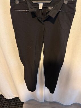 H&M Black Slim Ponte Ankle Pants with Zip Detail